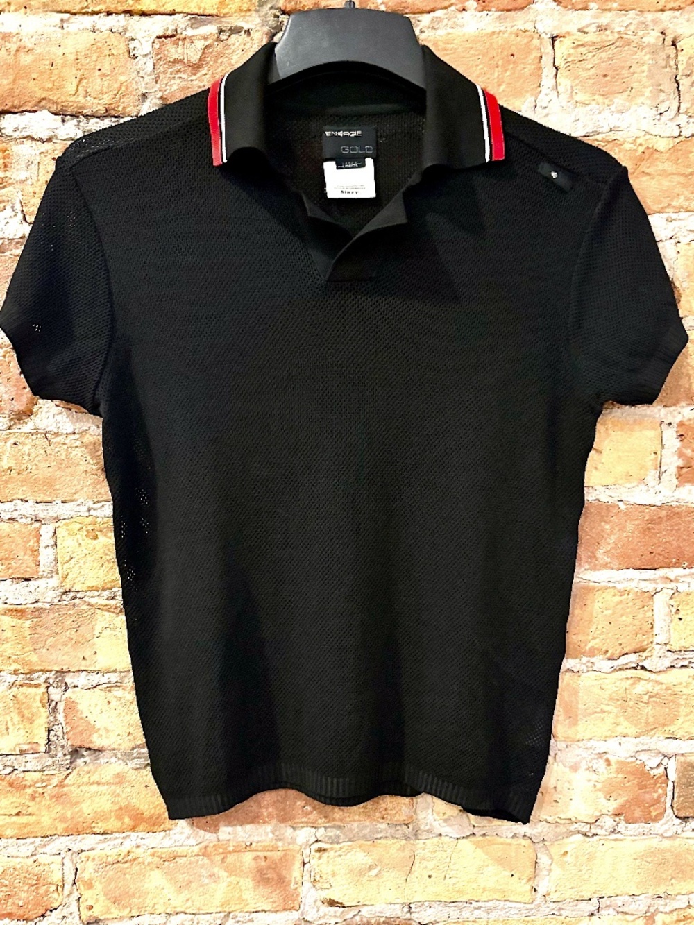 Vintage Energie Gold Mesh Buttonless Polo Shirt Made In Italy - Picture 2 of 11